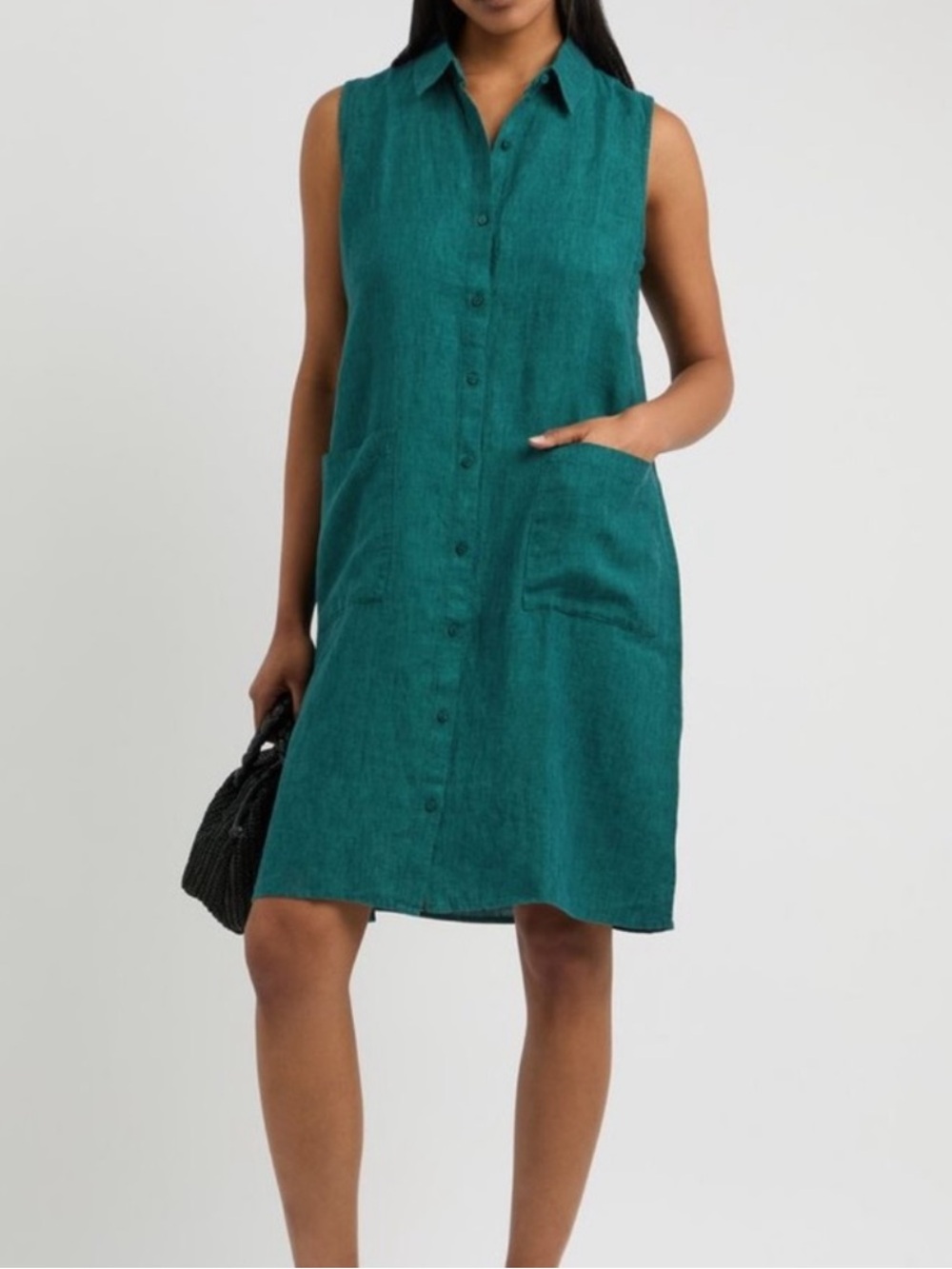 Eileen Fisher Delave Organic Linen Button Down Dress